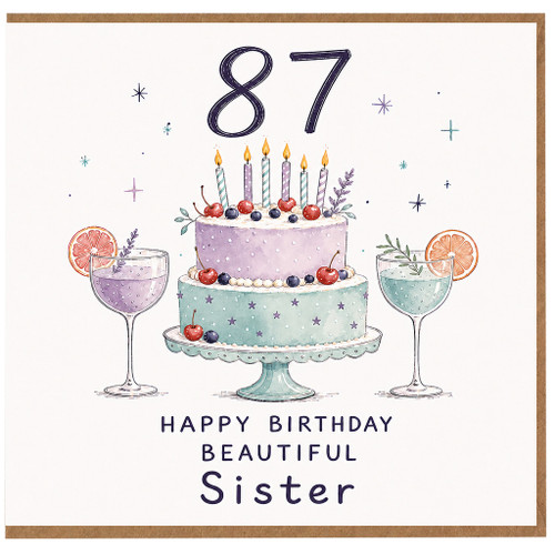 87th Birthday Card for Sister, Happy Birthday Beautiful Sister Card