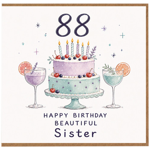 88th Birthday Card for Sister, Happy Birthday Beautiful Sister Card