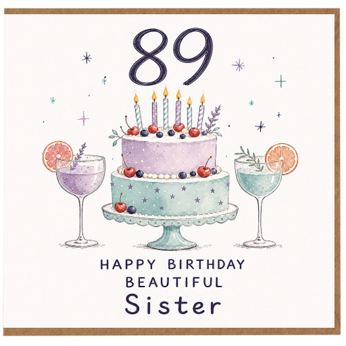 89th Birthday Card for Sister, Happy Birthday Beautiful Sister Card