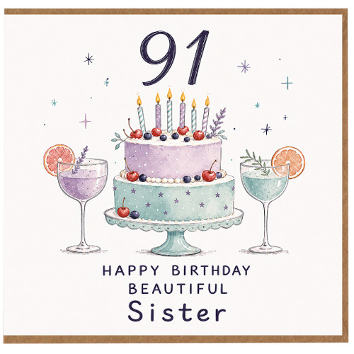 91st Birthday Card for Sister, Happy Birthday Beautiful Sister Card