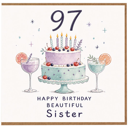 97th Birthday Card for Sister, Happy Birthday Beautiful Sister Card