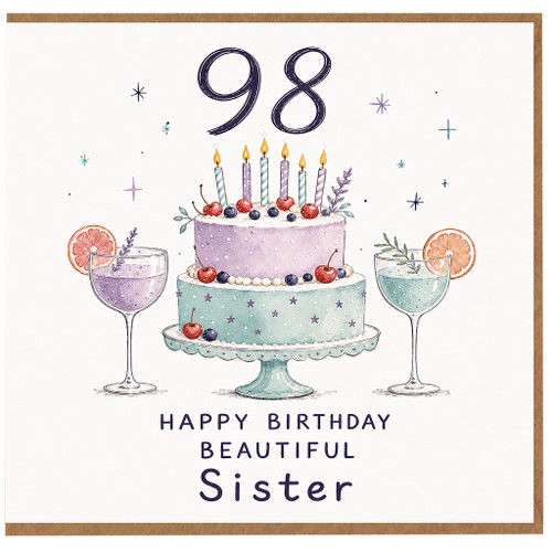 98th Birthday Card for Sister, Happy Birthday Beautiful Sister Card