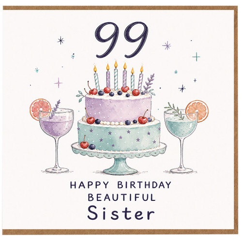 99th Birthday Card for Sister, Happy Birthday Beautiful Sister Card