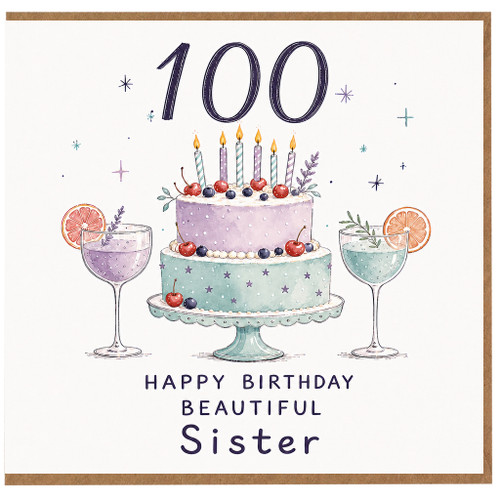 100th Birthday Card for Sister, Happy Birthday Beautiful Sister Card