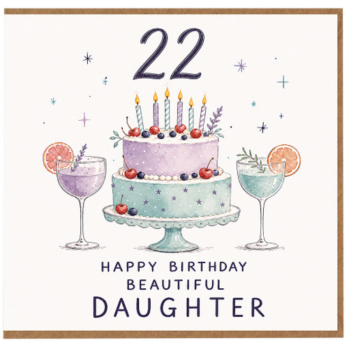 22nd Birthday Card for Daughter, Happy Birthday Beautiful Daughter Card