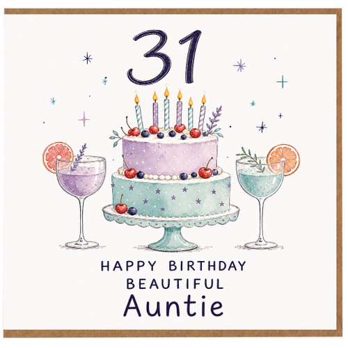 31st Birthday Auntie Card, Happy Birthday Beautiful Auntie Card