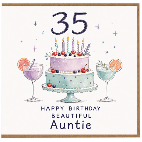 35th Birthday Card for Auntie, Happy Birthday Beautiful Auntie Card
