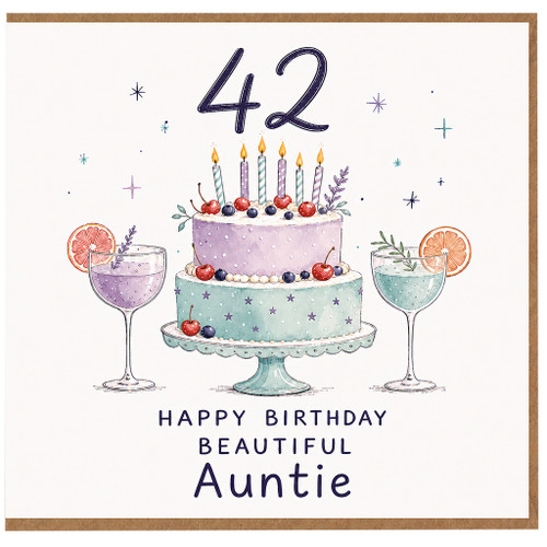 42nd Birthday Card for Auntie, Happy Birthday Beautiful Auntie Card