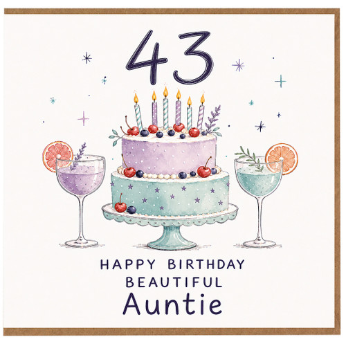 43rd Birthday Card for Auntie, Happy Birthday Beautiful Auntie Card