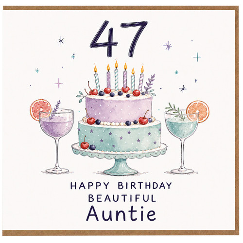 47th Birthday Card for Auntie, Happy Birthday Beautiful Auntie Card