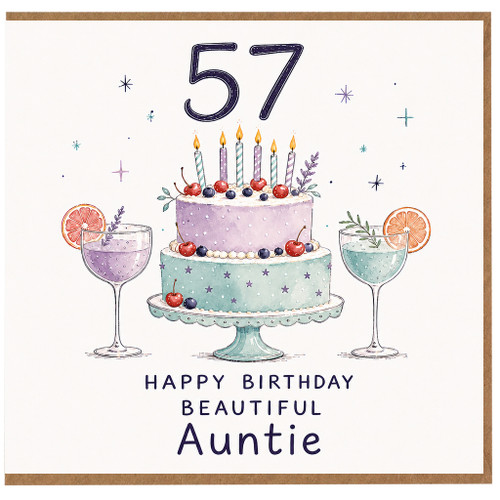 57th Birthday Card for Auntie, Happy Birthday Beautiful Auntie Card