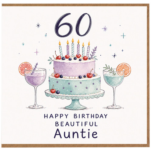 60th Birthday Card for Auntie, Happy Birthday Beautiful Auntie