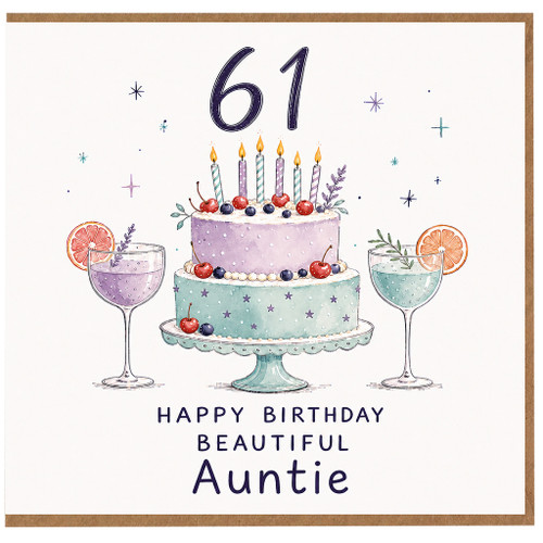 61st Birthday Card for Auntie, Happy Birthday Beautiful Auntie Card