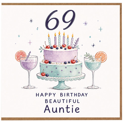 69th Birthday Card for Auntie, Happy Birthday Beautiful Auntie Card