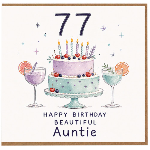 77th Birthday Card for Auntie, Happy Birthday Beautiful Auntie Card