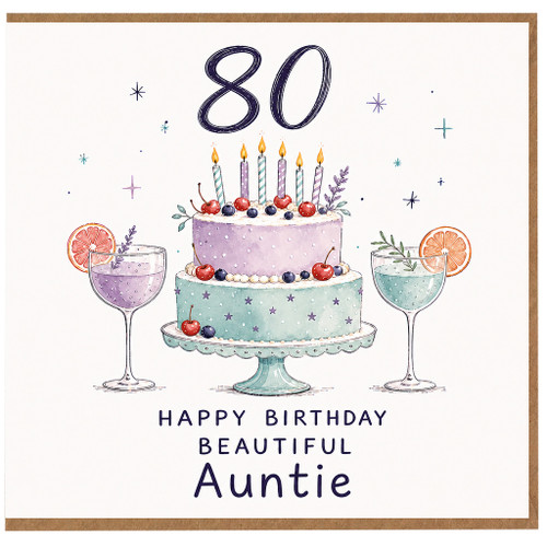 80th Birthday Card for Auntie, Happy Birthday Beautiful Auntie Card
