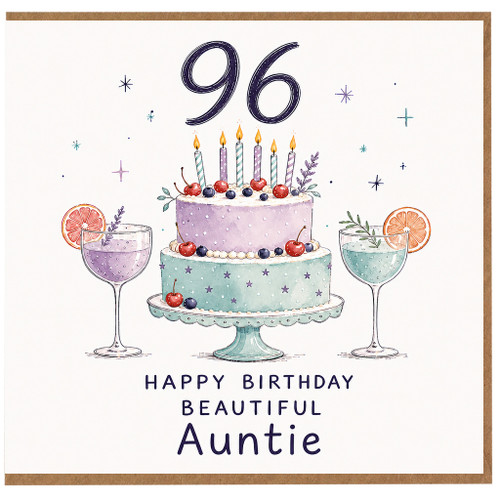 96th Birthday Card for Auntie, Happy Birthday Beautiful Auntie Card