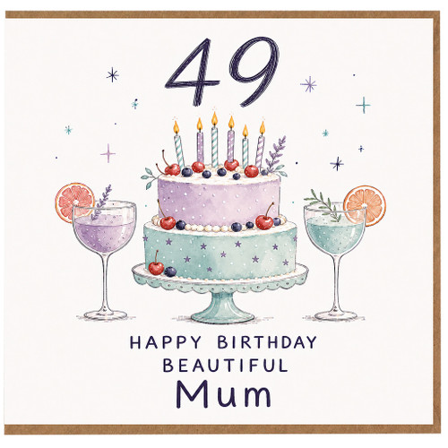 49th Birthday Card for Mum, Happy Birthday Beautiful Mum Card