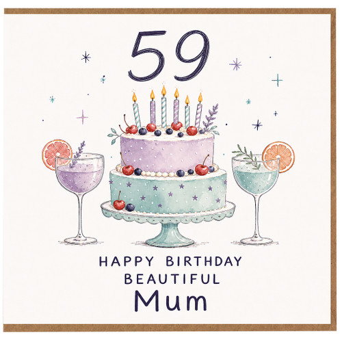 Mum 59th Birthday Card, Happy Birthday Beautiful Mum Card