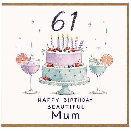 61st Birthday Card for Mum, Happy Birthday Beautiful Mum