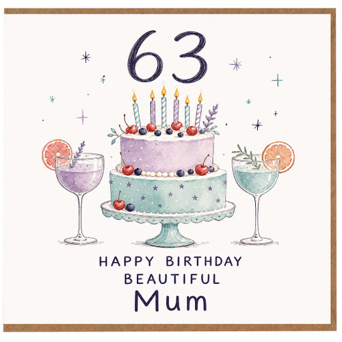 63rd Birthday Card for Mum, Happy Birthday Beautiful Mum Card