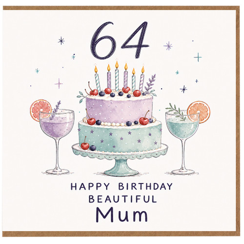 64th Birthday Card for Mum, Happy Birthday Beautiful Mum Card