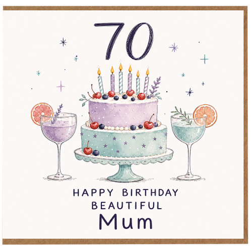 70th Birthday Card for Mum, Happy Birthday Beautiful Mum Card
