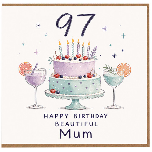 97th Birthday Card for Mum, Happy Birthday Beautiful Mum Card