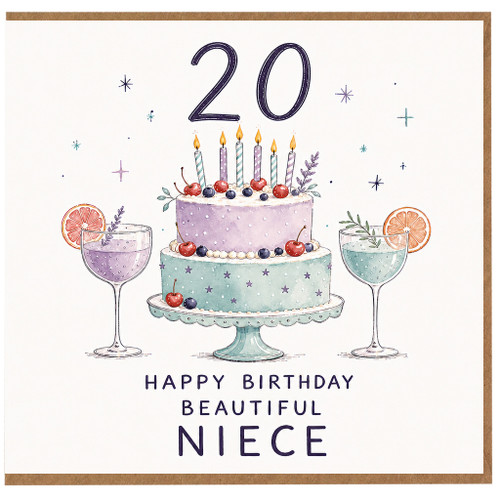20th Birthday Card for Niece, Happy Birthday Beautiful Niece Card