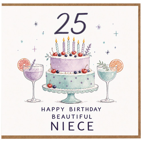 25th Birthday Card for Niece - Happy Birthday Beautiful Niece