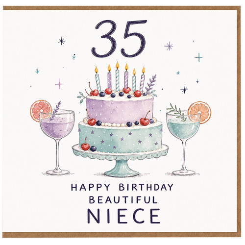 35th Birthday Card for Niece, Happy Birthday Beautiful Niece Card