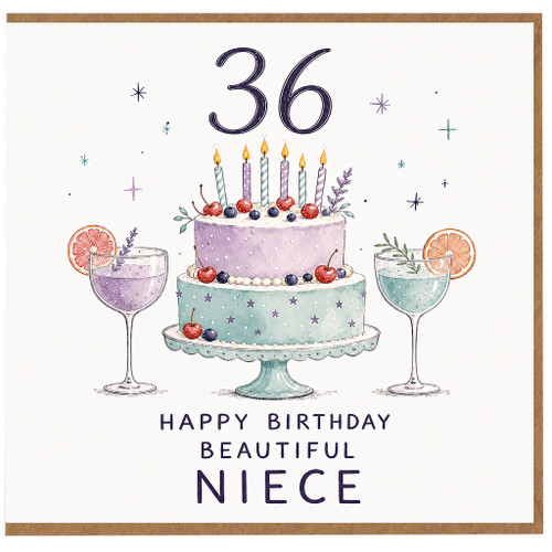 36th Birthday Card for Niece, Happy Birthday Beautiful Niece Card