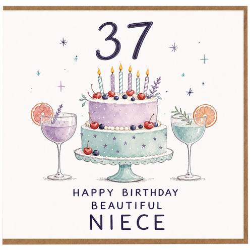 37th Birthday Card for Niece, Happy Birthday Beautiful Niece Card