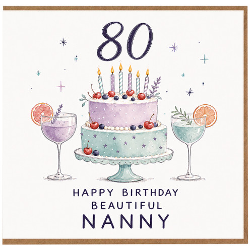 Nanny 80th Birthday Card, Happy Birthday Beautiful Nanny Card