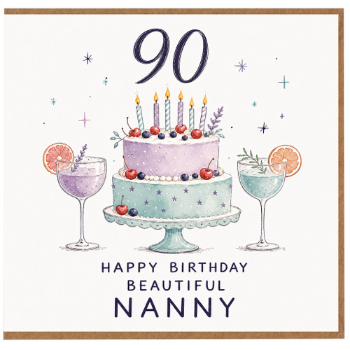 Nanny 90th Birthday Card, Happy Birthday Beautiful Nanny