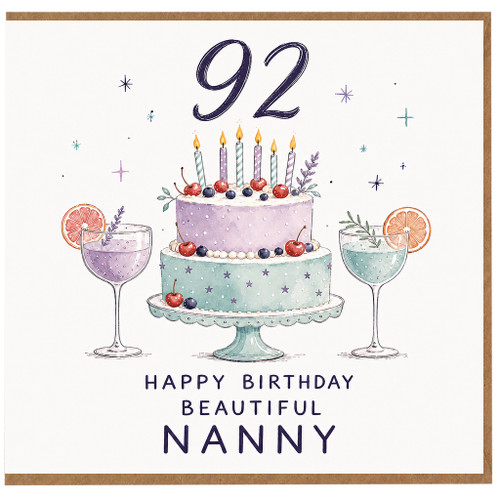 Nanny 92nd Birthday Card, Happy Birthday Beautiful Nanny Card