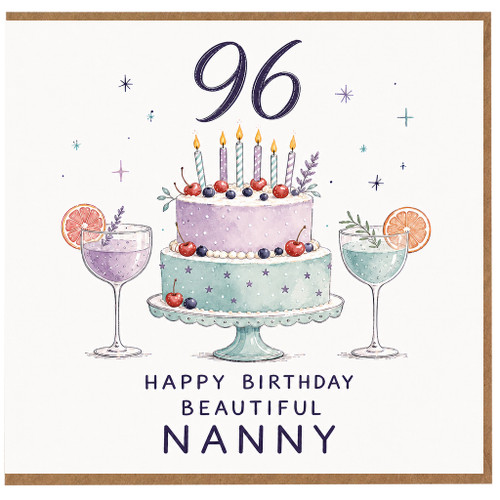 Nanny 96th Birthday Card, Happy Birthday Beautiful Nanny Card