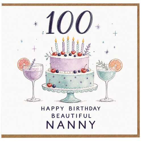 Nanny 100th Birthday Card, Happy Birthday Beautiful Nanny Card