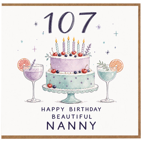 Nanny 107th Birthday Card, Happy Birthday Beautiful Nanny Card