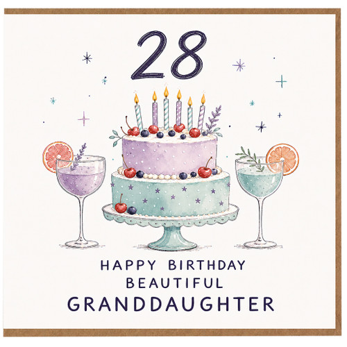 28th Birthday Card for Granddaughter - Happy Birthday Beautiful Granddaughter