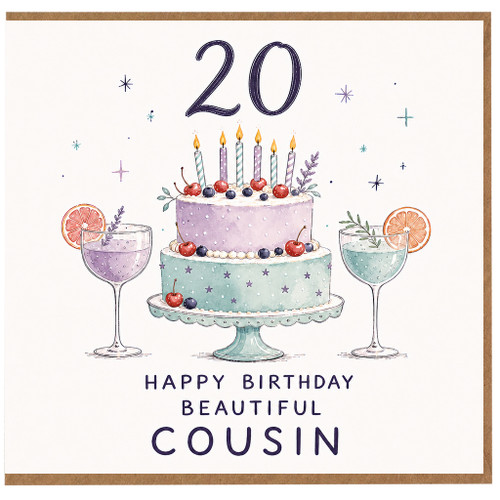 20th Birthday Card for Cousin, Happy Birthday Beautiful Cousin Card