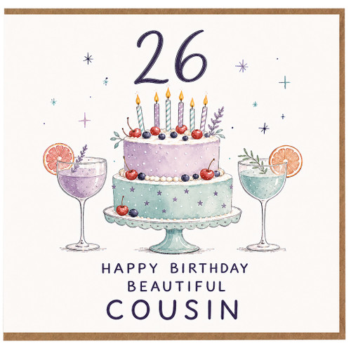 26th Birthday Cousin Card, Happy Birthday Beautiful Cousin Card