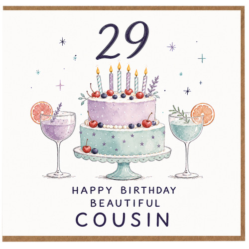 29th Birthday Card for Cousin, Happy Birthday Beautiful Cousin Card