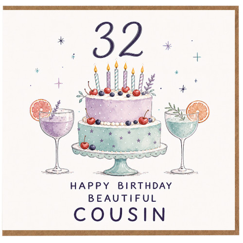 32nd Birthday Cousin Card, Beautiful Cousin Birthday Card