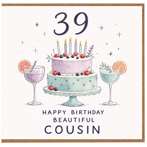 39th Birthday Cousin Card, Happy Birthday Beautiful Cousin