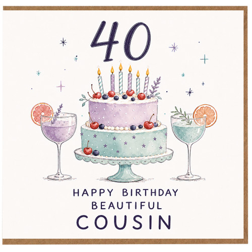 40th Birthday Card for Cousin, Beautiful Cousin Birthday Card