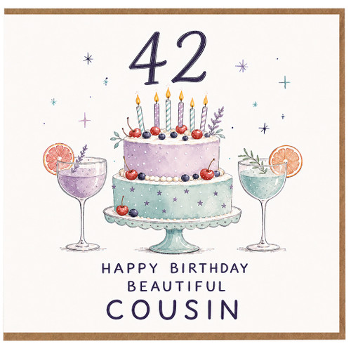 42nd Birthday Card for Cousin, Happy Birthday Beautiful Cousin Card