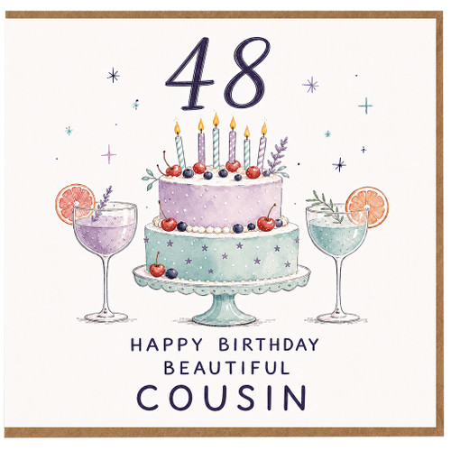 48th Birthday Card for Cousin, Happy Birthday Beautiful Cousin
