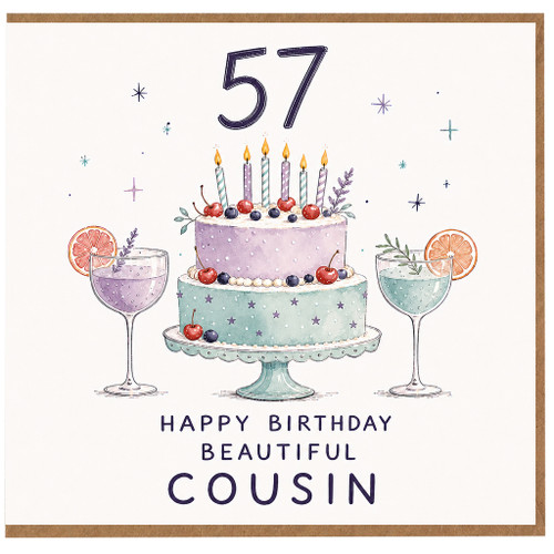57th Birthday Card for Cousin, Happy Birthday Beautiful Cousin Card