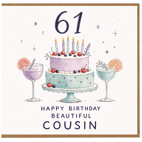 61st Birthday Card for Cousin, Happy Birthday Beautiful Cousin Card